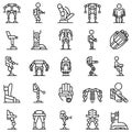 Exoskeleton icons set outline vector. Artificial cyber body