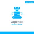 Exoskeleton, Robot, Space Blue Solid Logo Template. Place for Tagline