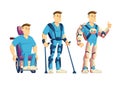 Exoskeletons for disabled people cartoon vector