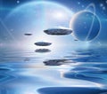 Exosolar Planets Rise over quiet waters