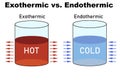 Exothermic and endothermic reactions in chemistry Royalty Free Stock Photo