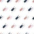 Exotic Abstract Stag Beetles Insect Vector Graphic Art Seamless Pattern Royalty Free Stock Photo