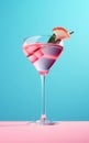 Exotic alcoholic cocktail on blue background.