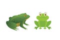 Exotic amphibian set. Frogs in different styles Cartoon Vector Illustration isolated. tropical animals