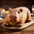 Exotic Animal-shaped Toast Pastry: A Punctuated Caricature In Unreal Engine Royalty Free Stock Photo
