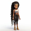 Exotic Anime Style 3d Render Of Black Girl With Long Hair