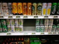 Exotic asian beers in gourmet supermarket