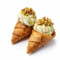 Exotic Baklava Mini Ice Creams With Almond Paste And Pistachio Topping