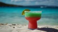 Exotic beach delight, Savor the tropical essence of a margarita cocktail on an idyllic shore