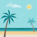 Exotic beach with palms background