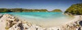 Exotic Beach Panorama, Paxos island Royalty Free Stock Photo