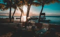 Beautiful sunset at beach in Trou aux Biches, Mauritius Royalty Free Stock Photo