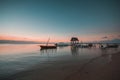 Beautiful sunset at beach in Trou aux Biches, Mauritius Royalty Free Stock Photo