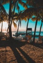 Beautiful sunset at beach in Trou aux Biches, Mauritius Royalty Free Stock Photo