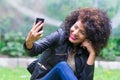 Exotic beautiful young girl taking a selfie Royalty Free Stock Photo
