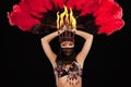 Exotic Belly Dancer with Fire Headdress