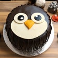 Exotic Birds Chocolate Cake With Penguin Design