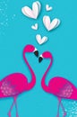 Exotic birds love. Flamingo couple. Beautiful pink birds. Royalty Free Stock Photo