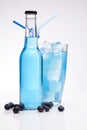 Exotic blue bottle alcohol cocktail