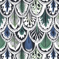 Exotic blue-green feather pattern