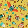 Unusual Bugs and Exotic Beetles Seamless Pattern