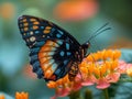 exotic butterfly on a flower, close up Royalty Free Stock Photo