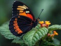 exotic butterfly on a flower, close up Royalty Free Stock Photo