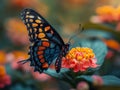 exotic butterfly on a flower, close up Royalty Free Stock Photo
