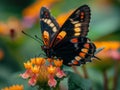 exotic butterfly on a flower, close up Royalty Free Stock Photo