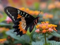 exotic butterfly on a flower, close up Royalty Free Stock Photo