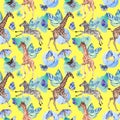 Exotic butterfly wild insect and animals pattern in a watercolor style. Royalty Free Stock Photo