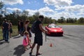 Red Ferrari with mirror paint on a track in Florida Royalty Free Stock Photo