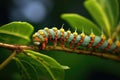 exotic caterpillar inching along a vibrant plant Royalty Free Stock Photo