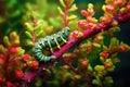 exotic caterpillar inching along a vibrant plant Royalty Free Stock Photo