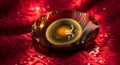 Exotic Century Egg in Glass Bowl on Red Silk with Salt Crystals Royalty Free Stock Photo