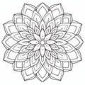 Exotic Circular Flower Coloring Page For Adults