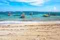 Exotic coast of the Cuba Baracoa with beautiful beach with fishing boat Royalty Free Stock Photo