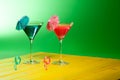 Exotic cocktail drinks. Summer vacation beach party alcohol. Royalty Free Stock Photo