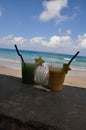 Exotic cocktails in Beau vallon beach in Mahe island, Seychelles Royalty Free Stock Photo