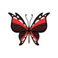 Exotic color butterfly. Hand drawn moth wings or insect. Cartoon tropical animal. Isolated vector icon Royalty Free Stock Photo