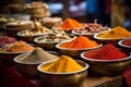 Exotic Colorful powder spices. Generate Ai