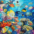 Exotic coral reef with sea life