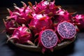 Exotic Cut dragon fruit. Generate Ai Royalty Free Stock Photo