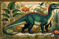 Exotic Dinosaur Bestiary in the Style of a Medieval Illuminated Manuscript: Dinosaur Species Richly Illustrated