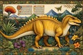 Exotic Dinosaur Bestiary in the Style of a Medieval Illuminated Manuscript: Dinosaur Species Richly Illustrated