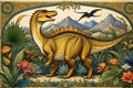 Exotic Dinosaur Bestiary in the Style of a Medieval Illuminated Manuscript: Dinosaur Species Richly Illustrated