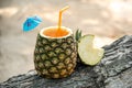 Exotic drink in a pineapple