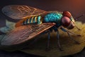 Exotic Drosophila Fruit Fly Diptera closeup. Neural network AI generated Royalty Free Stock Photo