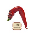 Exotic Elephant`s Trunk fruit, spicy capsicum. Tropical hot red pepper close-up