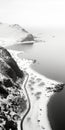 Exotic Fantasy Landscape: Aerial View Of Snowy Mountain Shore